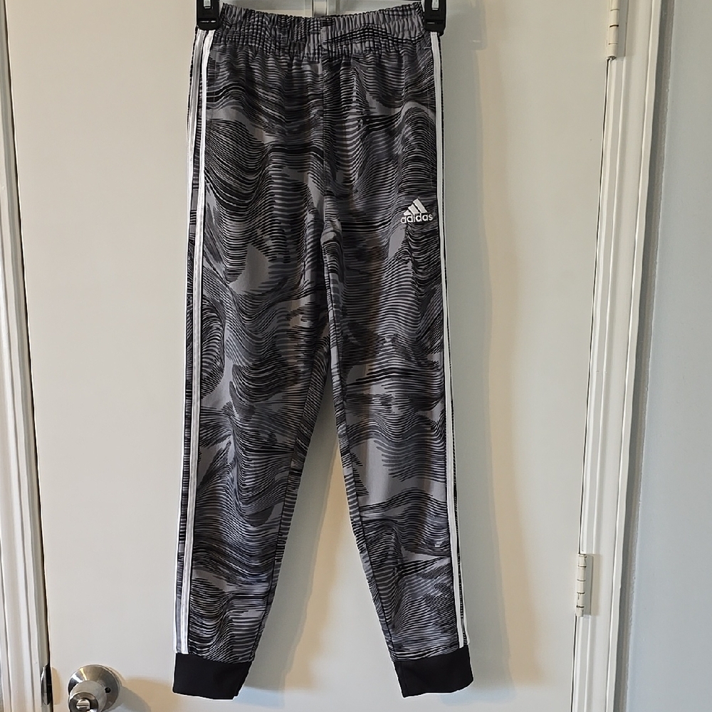 Adidas Kids Size Medium 10/12 Black and Gray Joggers